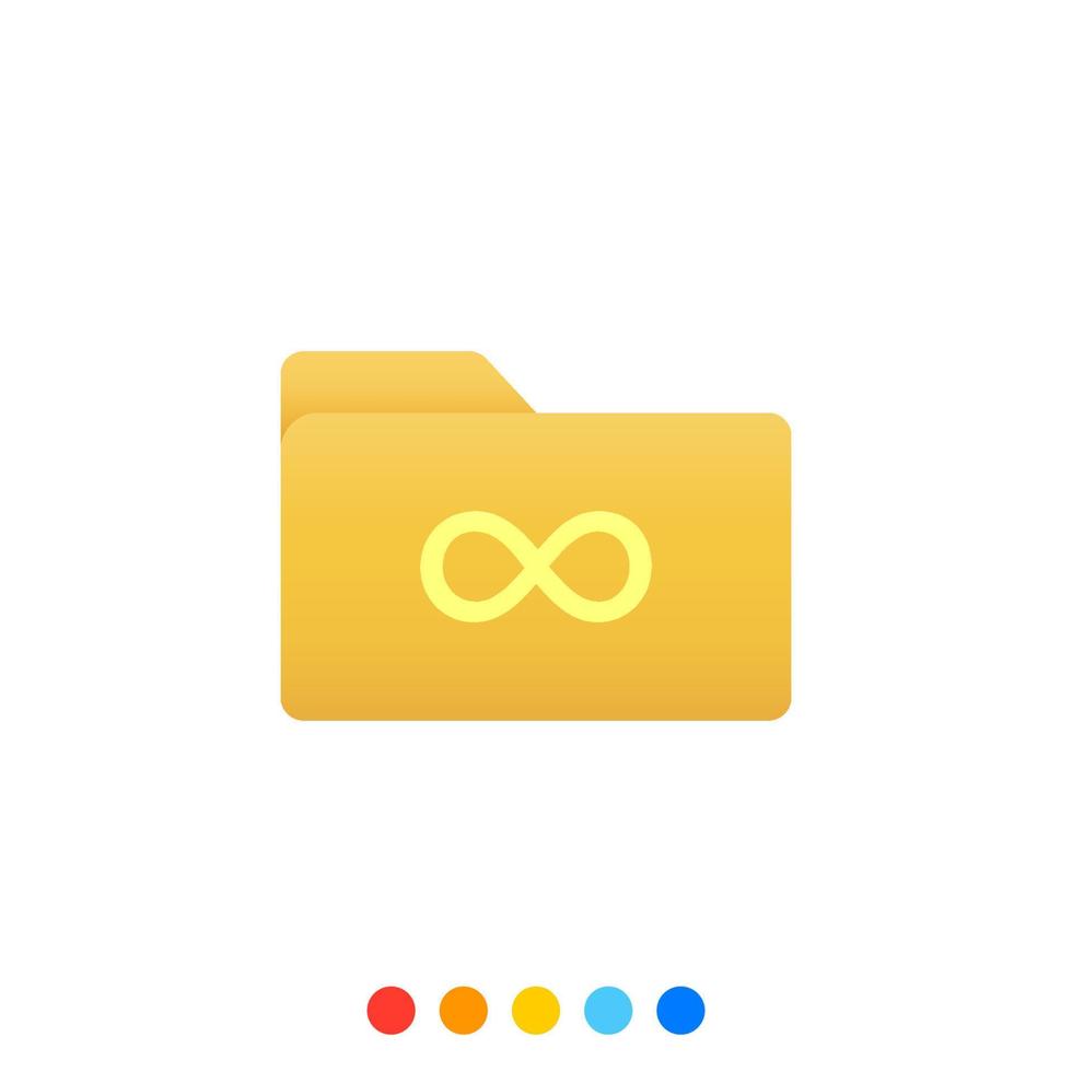 Flat folder design element with infinity symbol, Folder icon, Vector and Illustration.