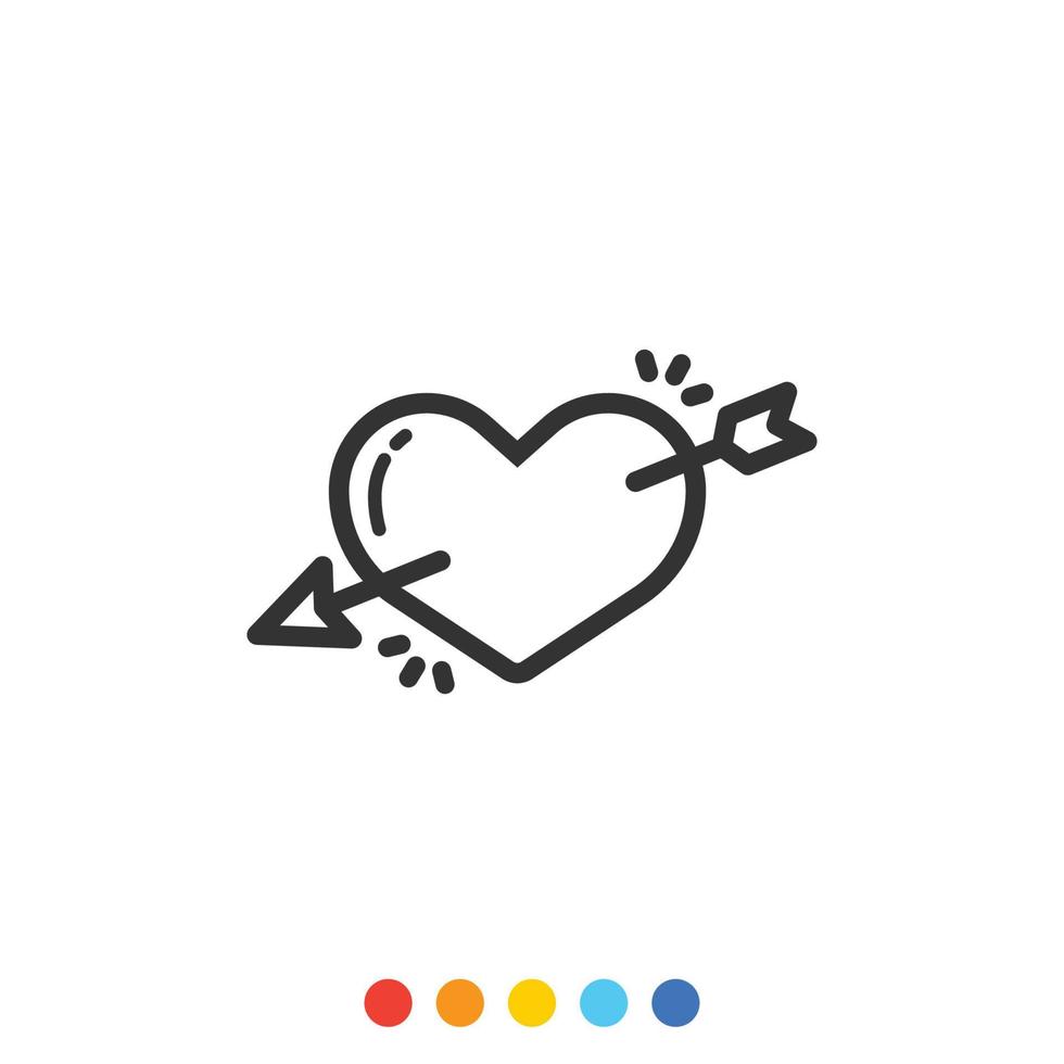 elemento de diseño plano de corazón y flecha, vector e ilustración.