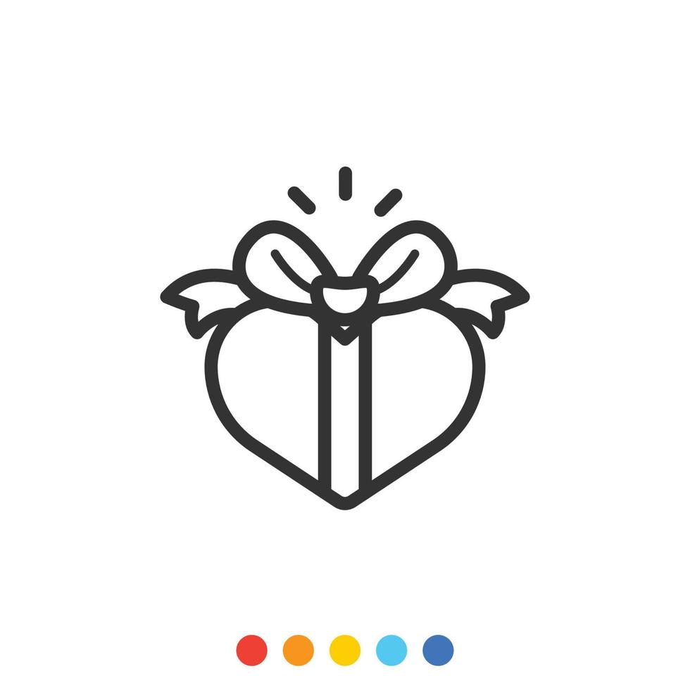 Heart shaped gift box flat design element, Vector and Illustration.