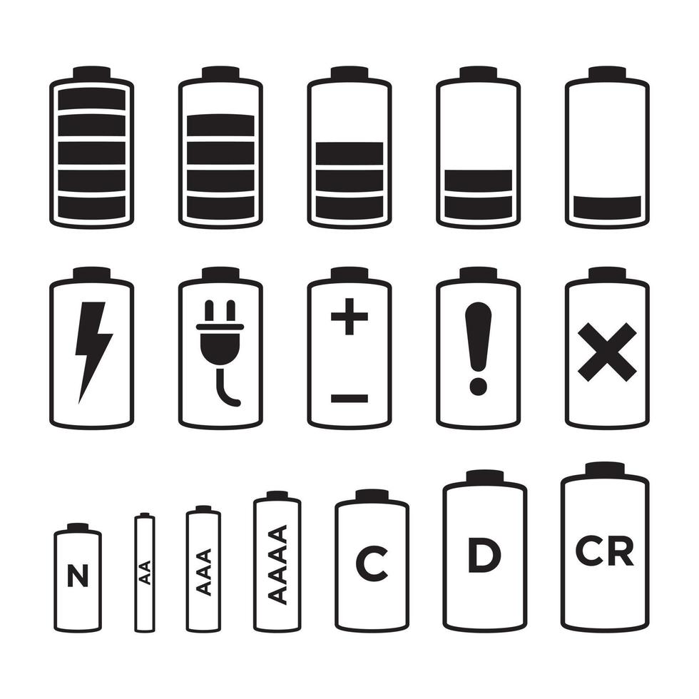 Battery indicator icon design, battery size sign, vector design element