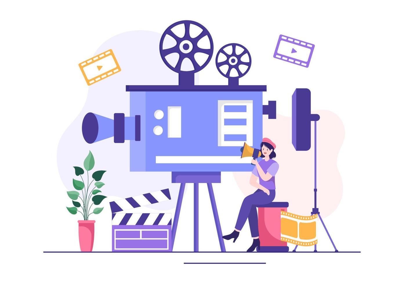 Videographer Services Template Hand Drawn Cartoon Flat Illustration with Record Video Production, Movie, Equipment and Cinema Industry Design vector