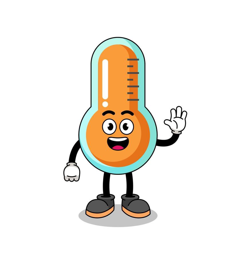 thermometer cartoon doing wave hand gesture vector