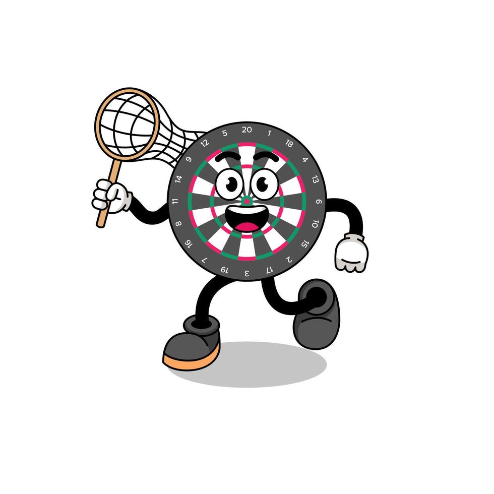 Cartoon of dart board catching a butterfly vector