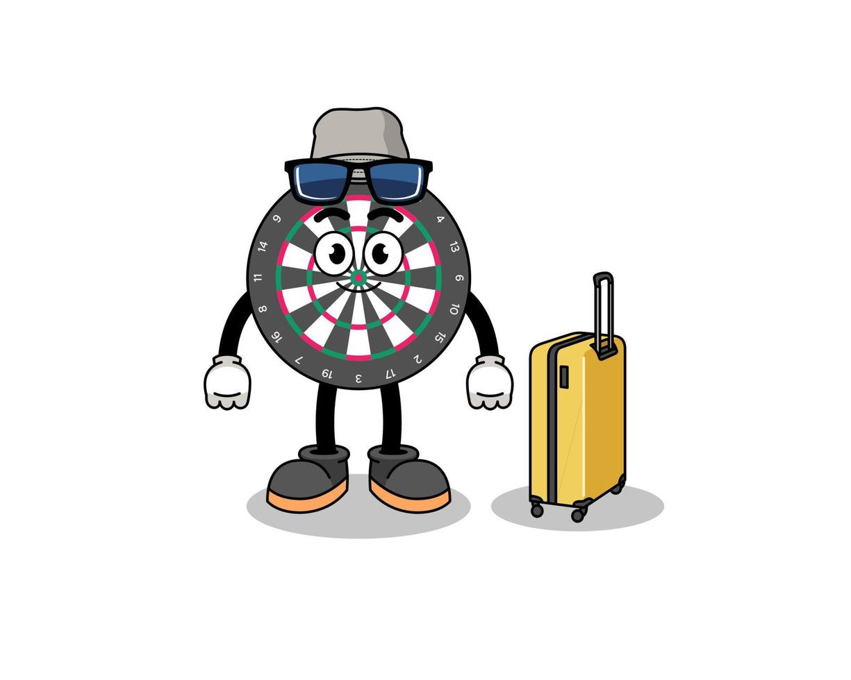dart board mascot doing vacation vector