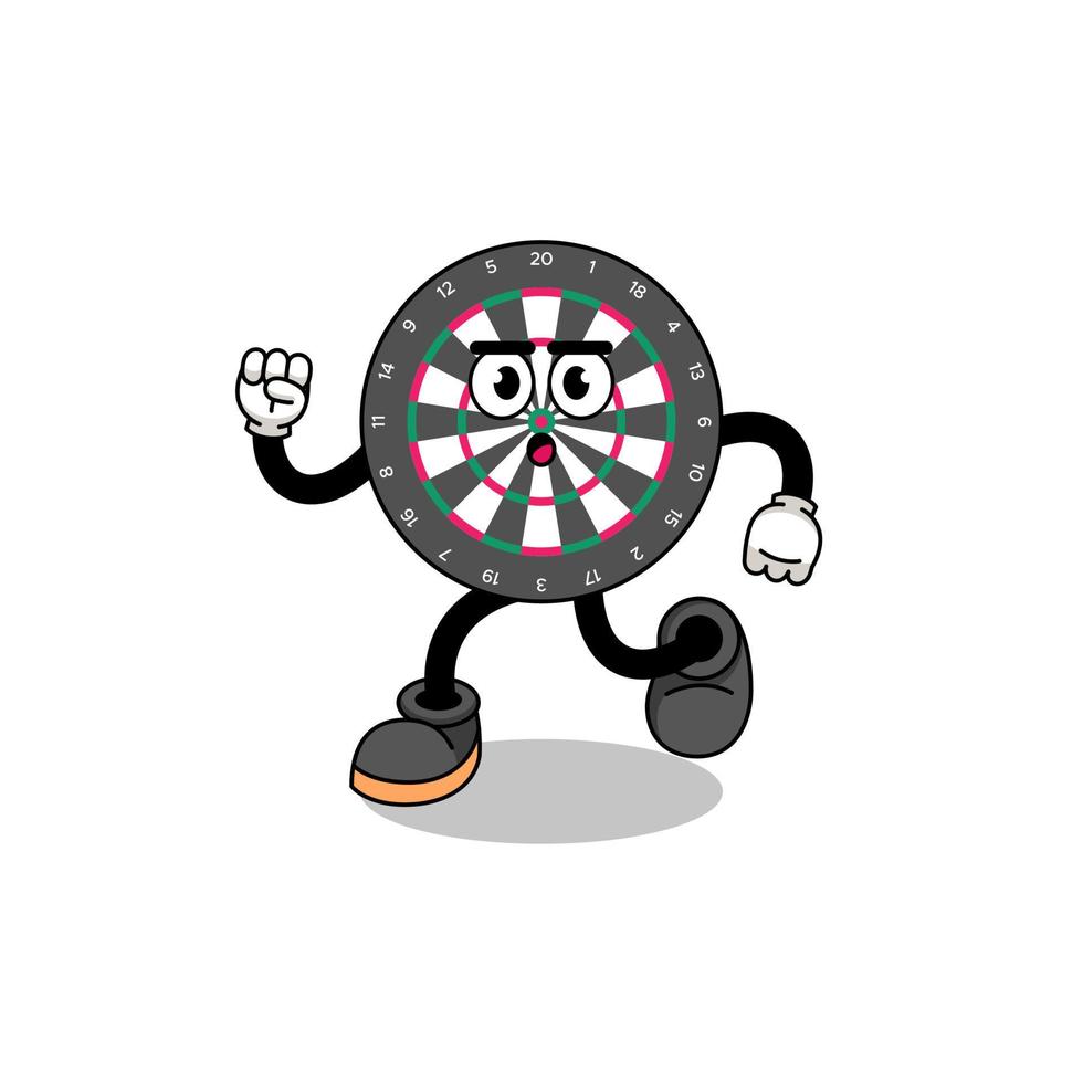 running dart board mascot illustration vector