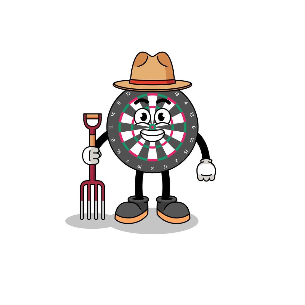 Cartoon mascot of dart board farmer vector