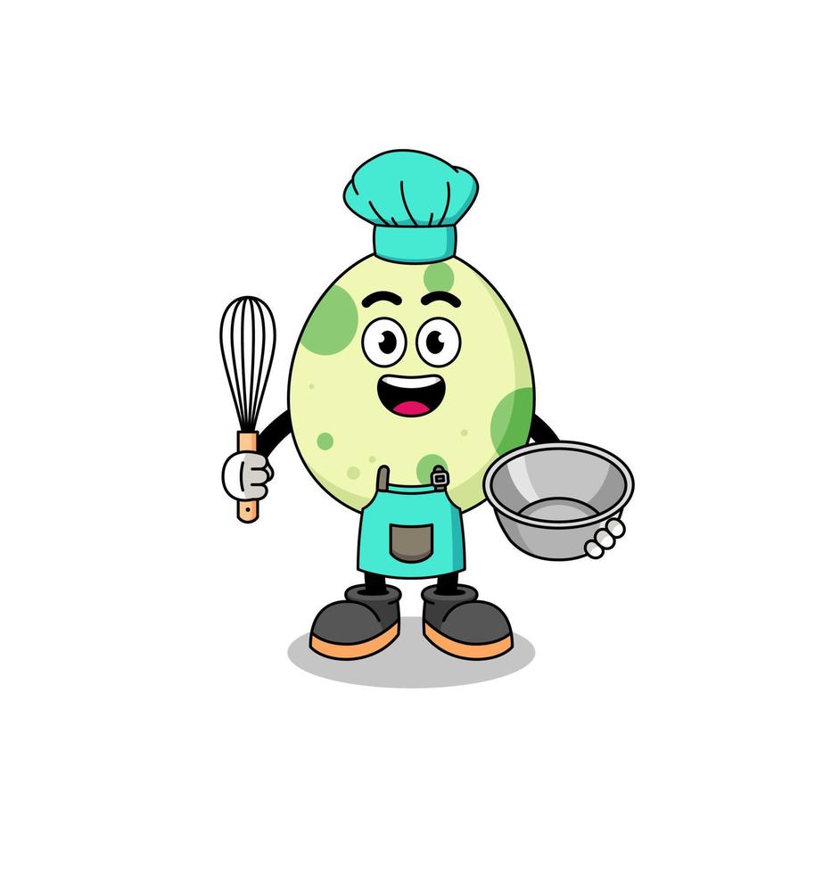 ilustración de huevo manchado como chef de panadería vector