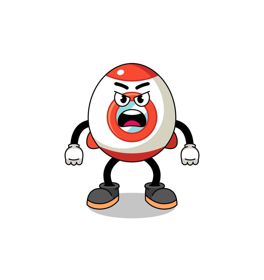 rocket cartoon illustration with angry expression vector