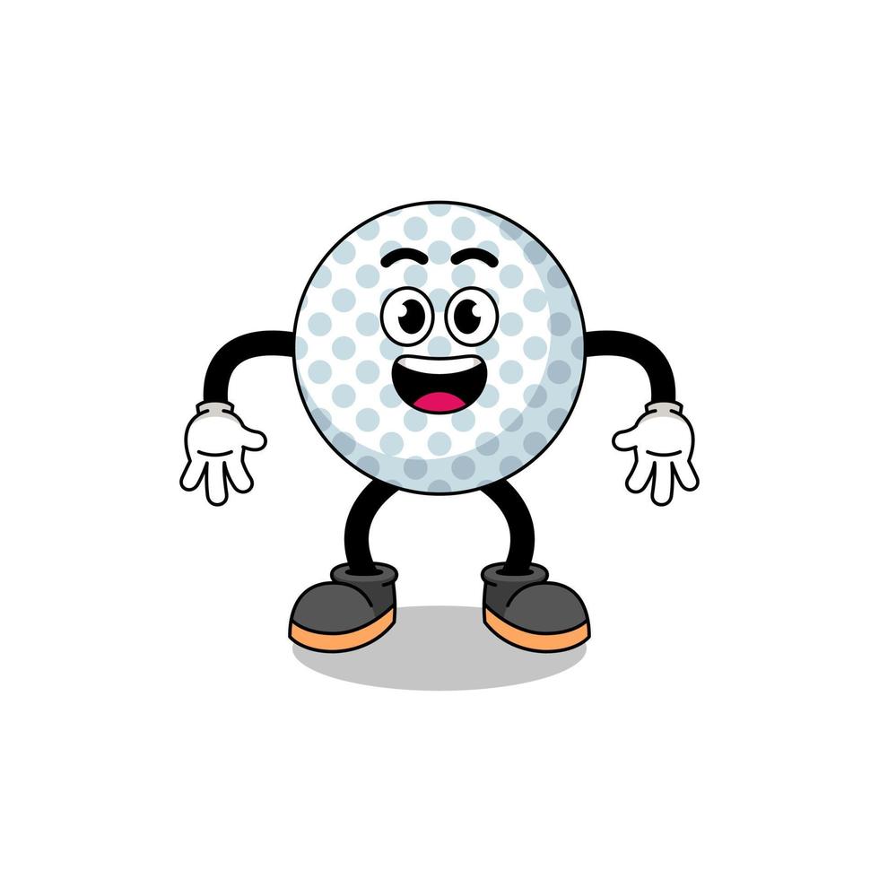 caricatura de pelota de golf con gesto sorprendido vector