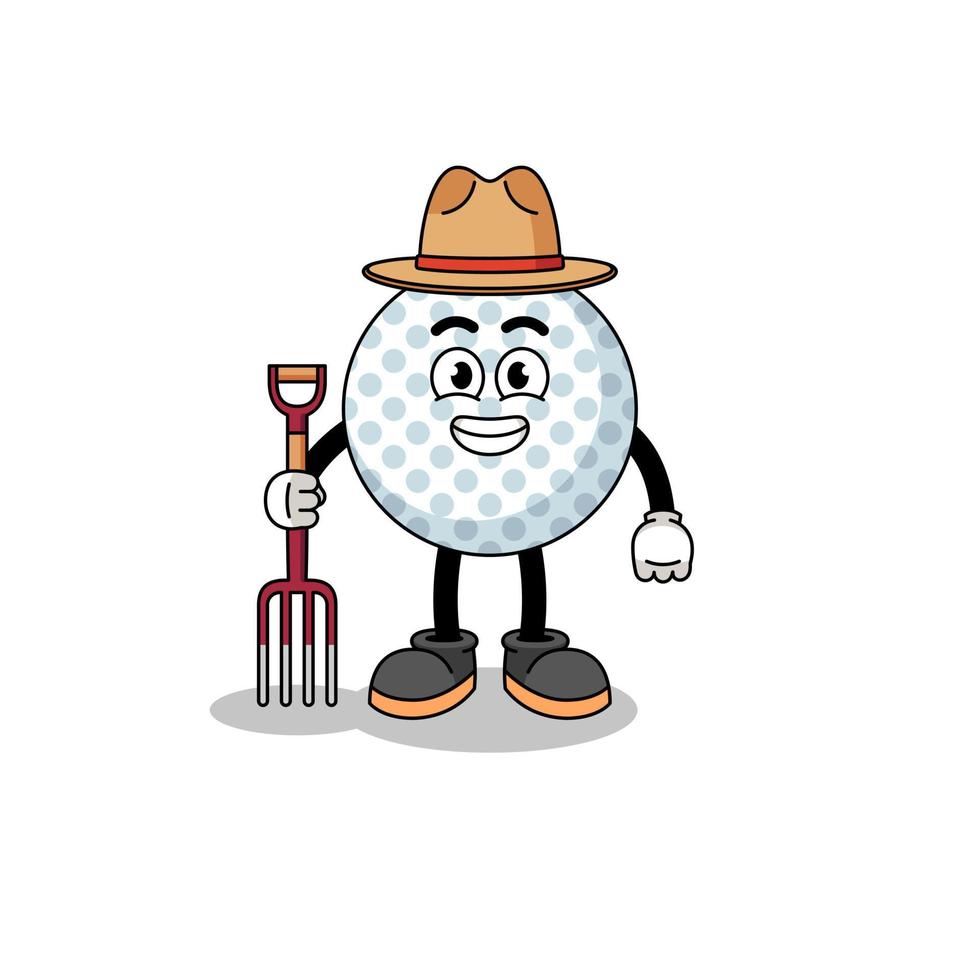 Cartoon mascot of golf ball farmer vector