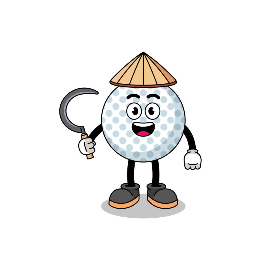 Illustration of golf ball as an asian farmer vector