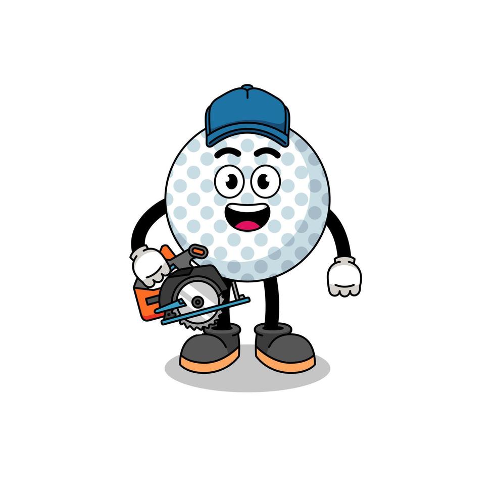 ilustración de dibujos animados de pelota de golf como carpintero vector