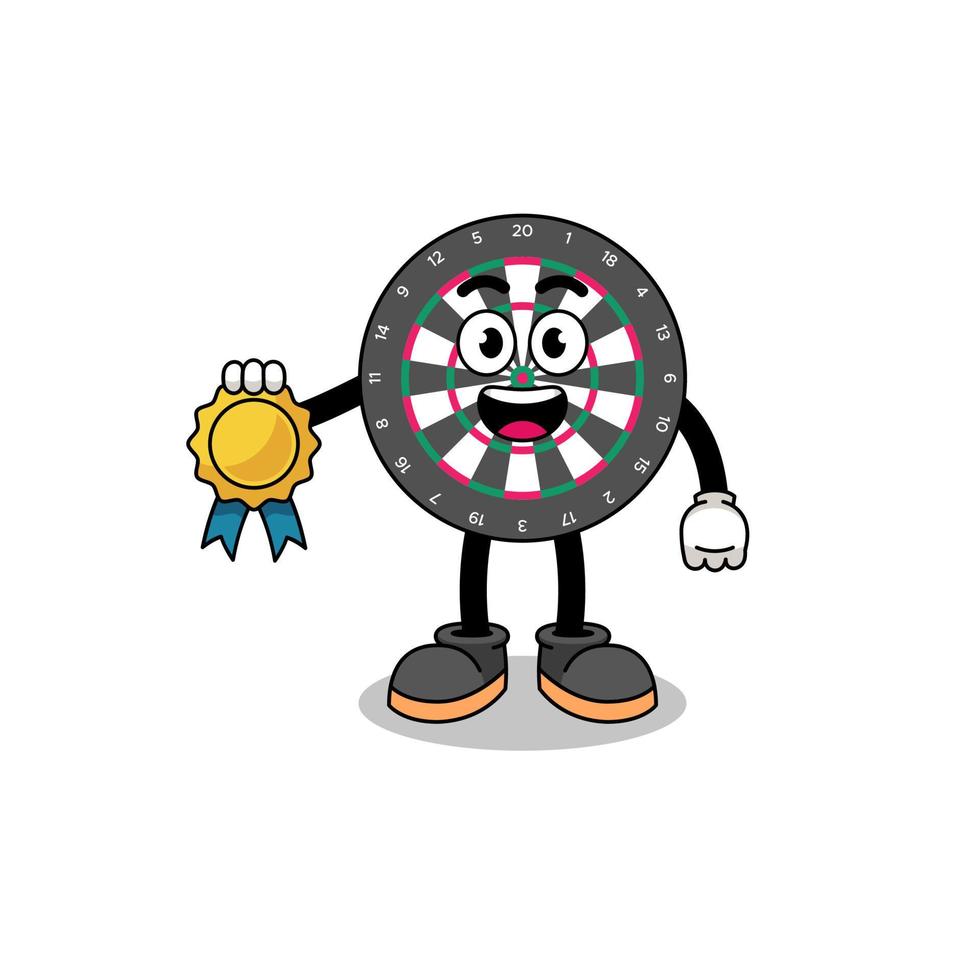 dart board cartoon illustration with satisfaction guaranteed medal vector