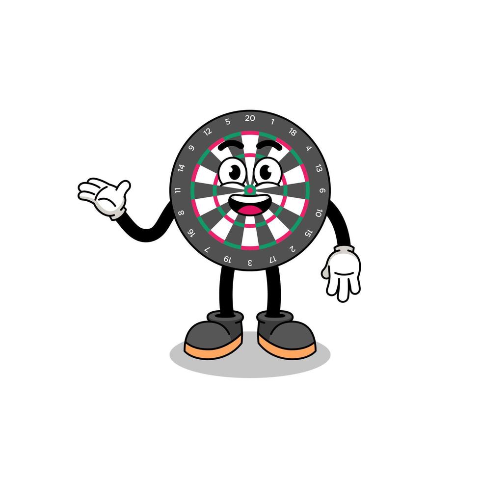 dart board cartoon with welcome pose vector