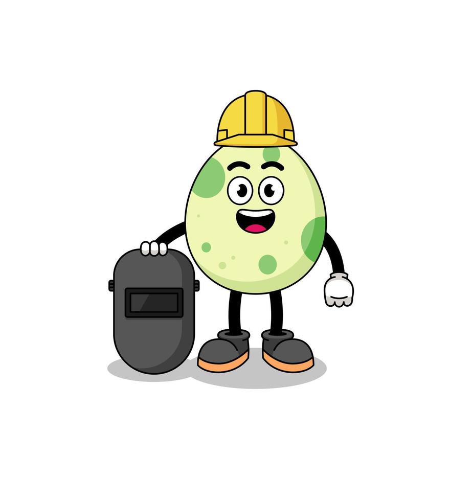 Mascot of spotted egg as a welder vector