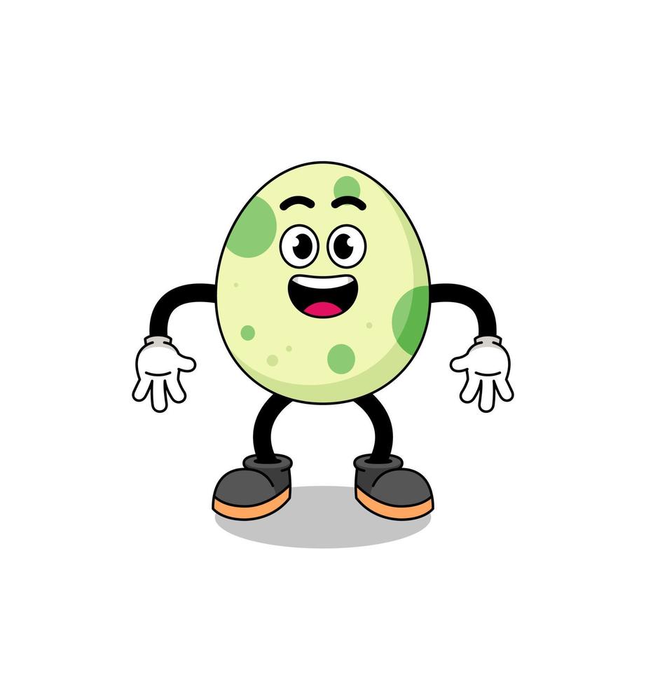 spotted egg cartoon with surprised gesture vector