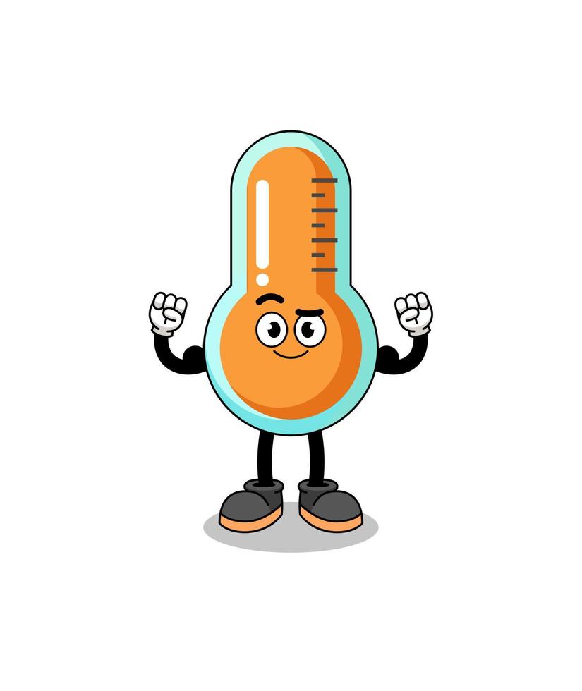 Mascot cartoon of thermometer posing with muscle vector