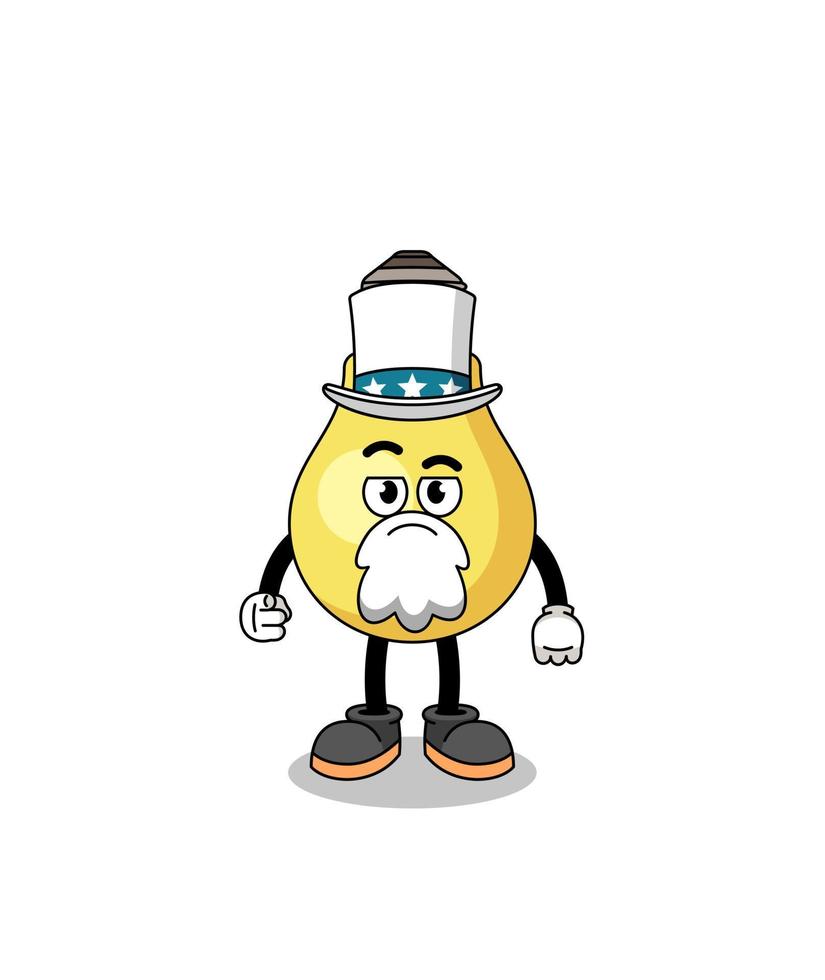 Illustration of light bulb cartoon with i want you gesture vector