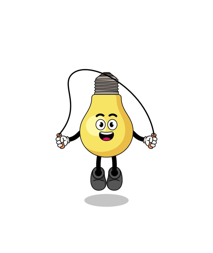 light bulb mascot cartoon is playing skipping rope vector