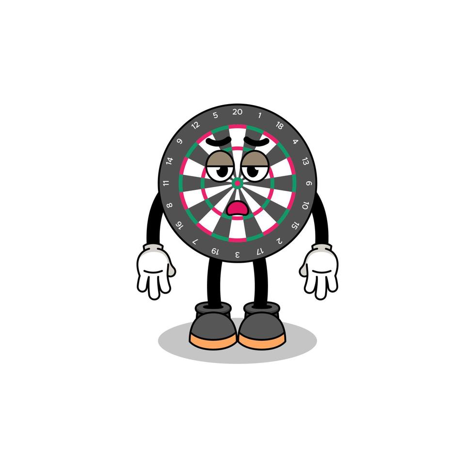 dart board cartoon with fatigue gesture vector