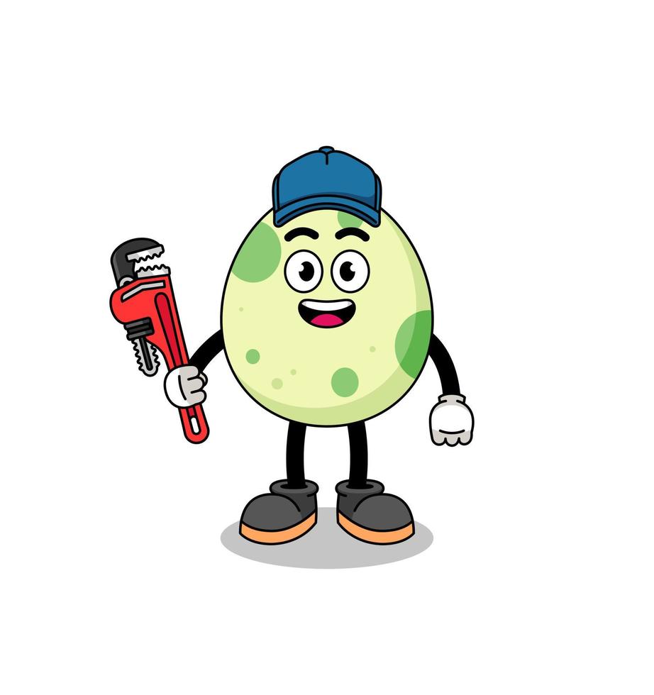 spotted egg illustration cartoon as a plumber vector