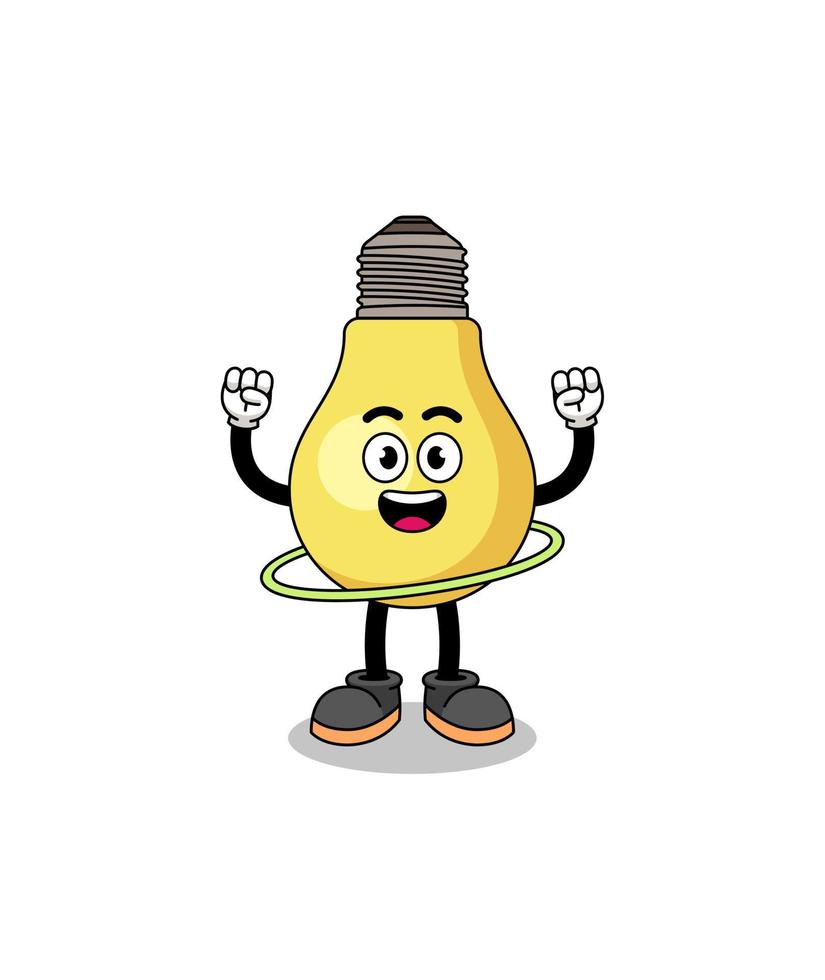 Character Illustration of light bulb playing hula hoop vector