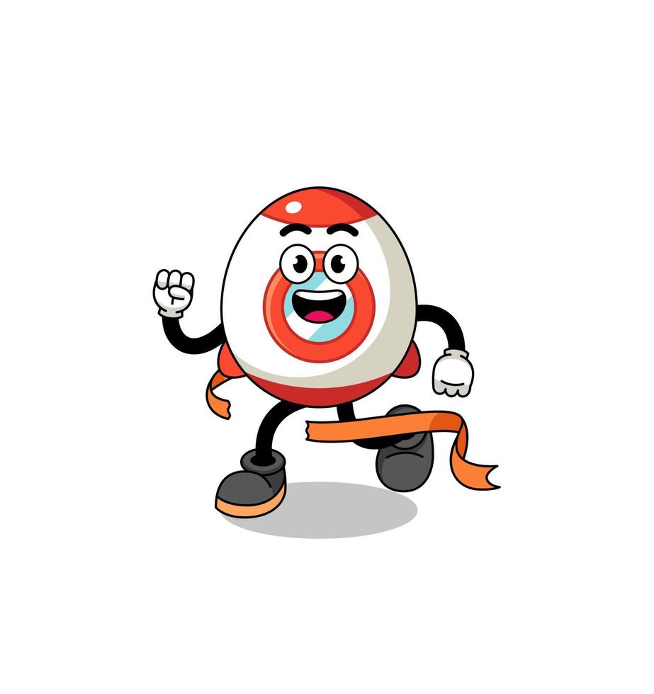 Mascot cartoon of rocket running on finish line vector