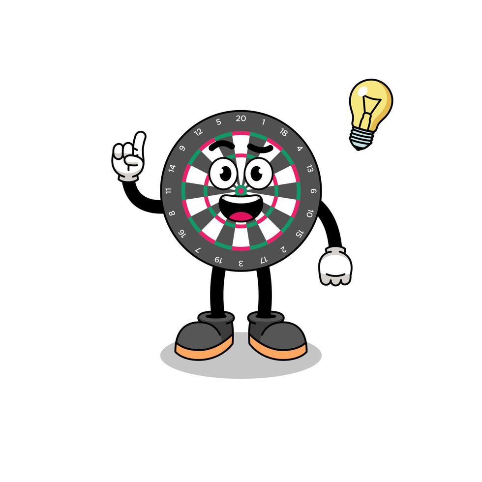 dart board cartoon with get an idea pose vector