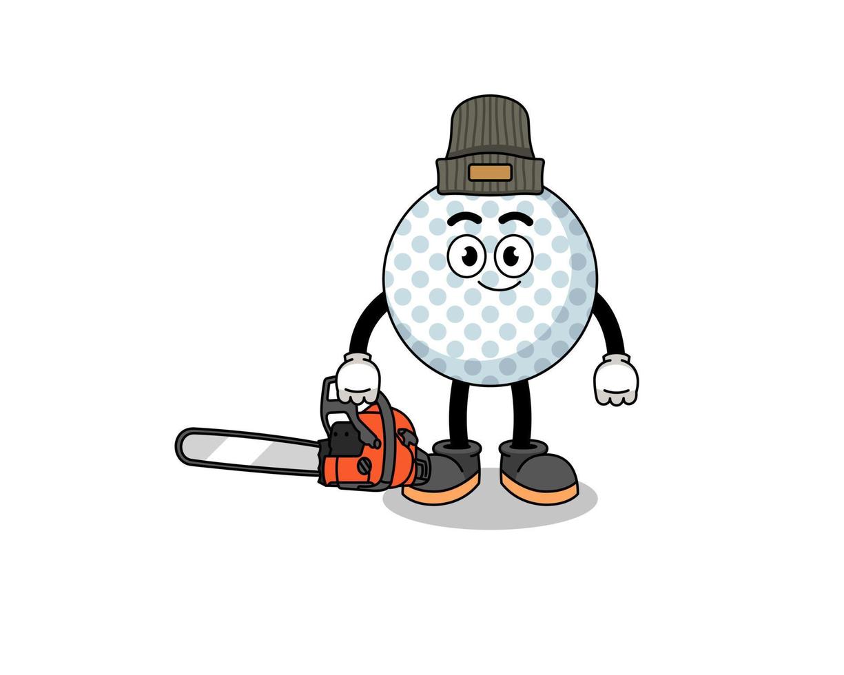 caricatura de ilustración de pelota de golf como leñador vector