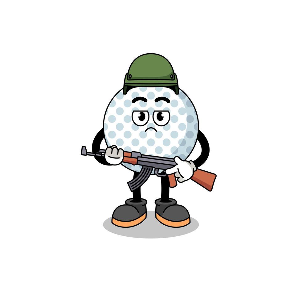 caricatura, de, pelota de golf, soldado vector