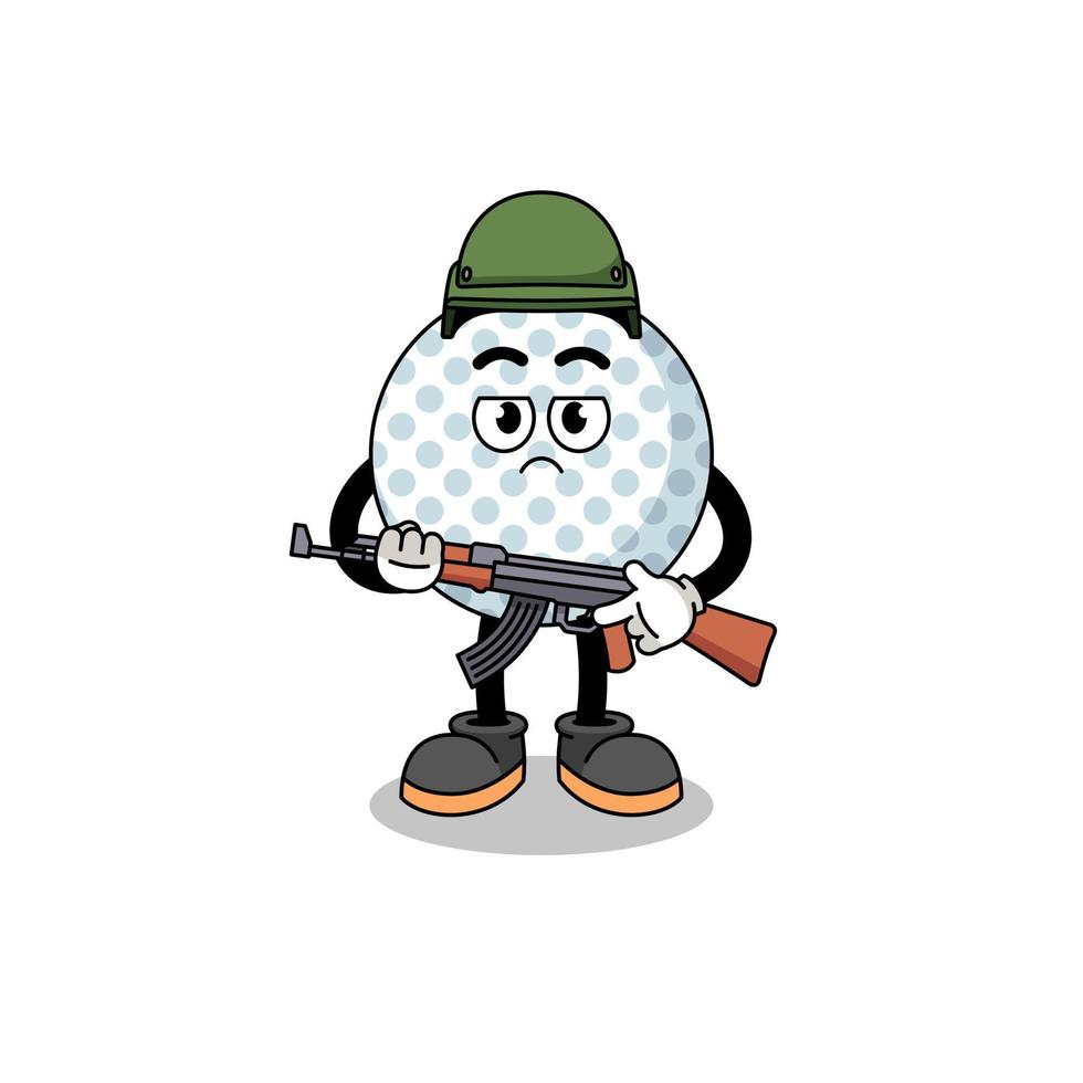 Cartoon of golf ball soldier vector