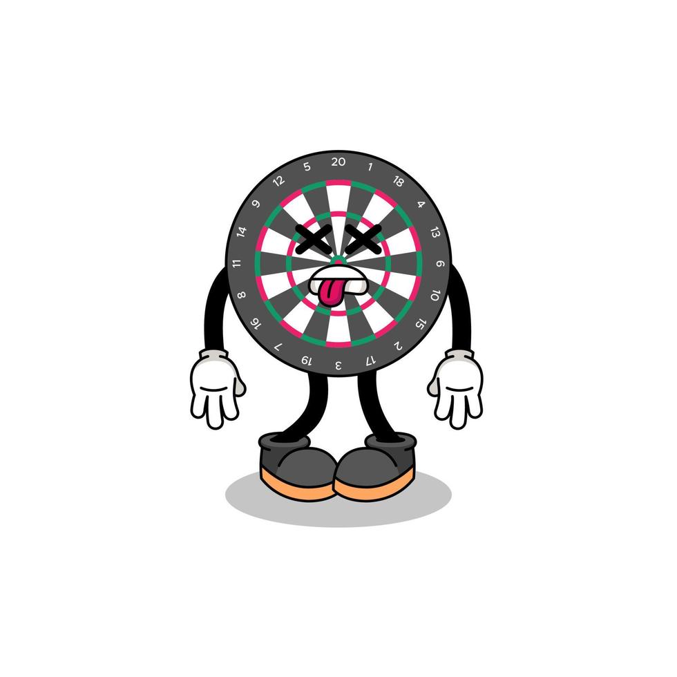 dart board mascot illustration is dead vector