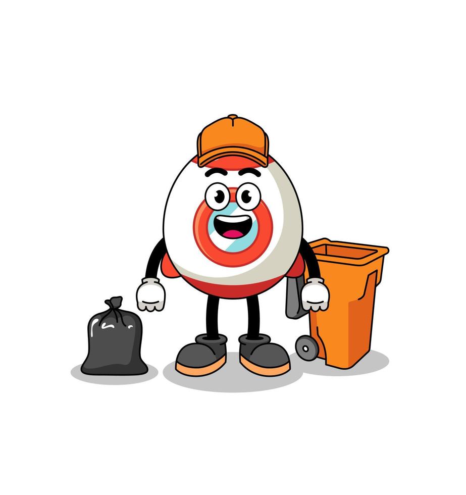 Illustration of rocket cartoon as a garbage collector vector