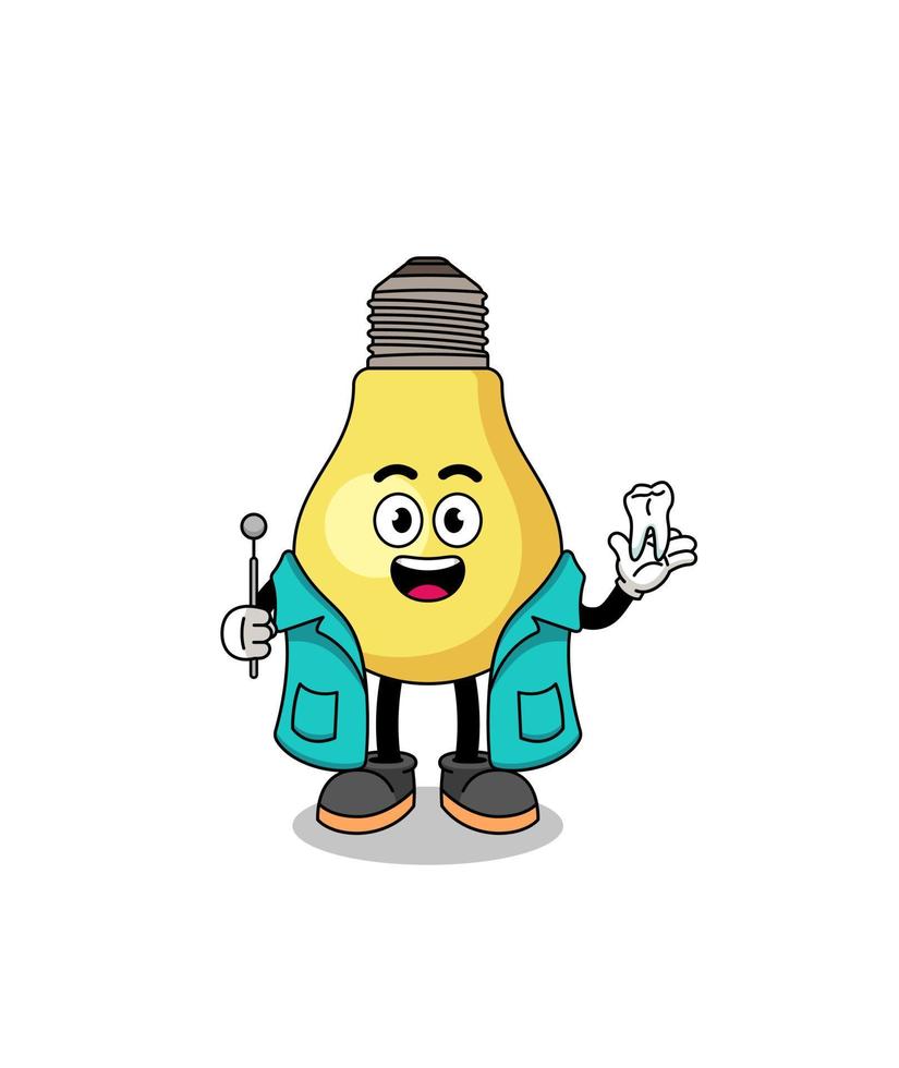 Illustration of light bulb mascot as a dentist vector