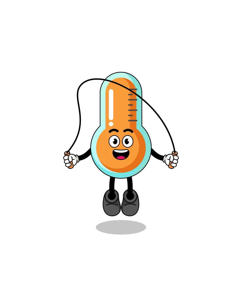 thermometer mascot cartoon is playing skipping rope vector
