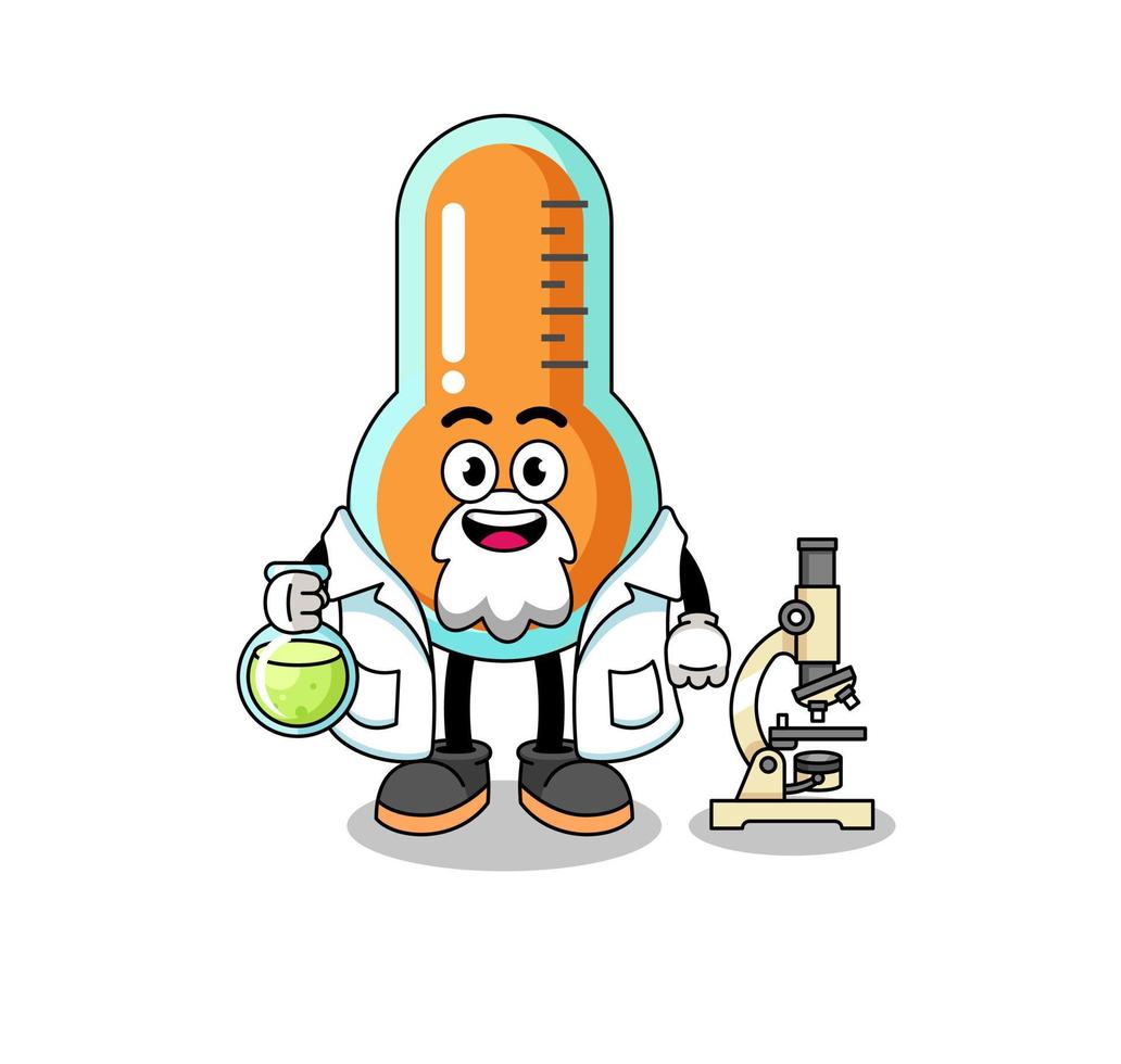 Mascot of thermometer as a scientist vector