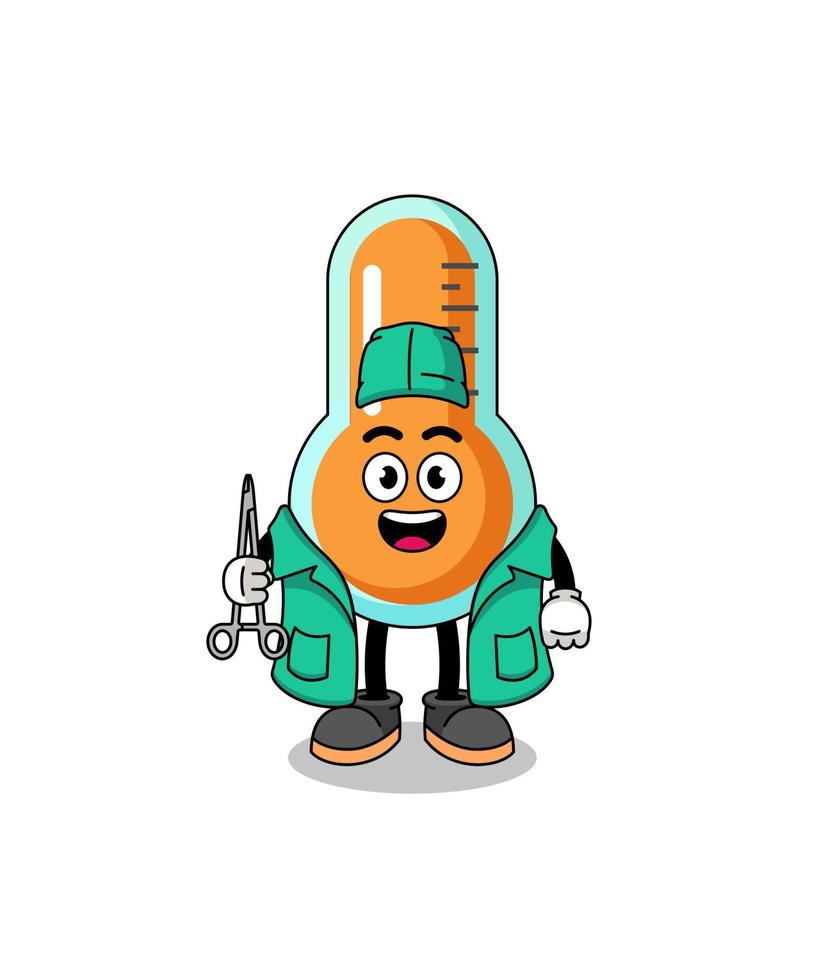 Illustration of thermometer mascot as a surgeon vector