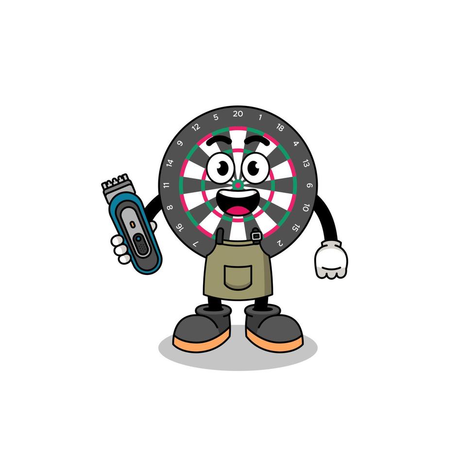 Cartoon Illustration of dart board as a barber man vector