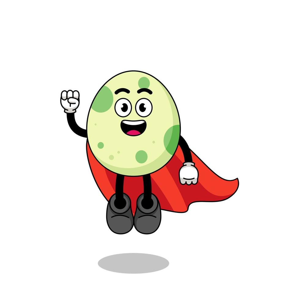 spotted egg cartoon with flying superhero vector