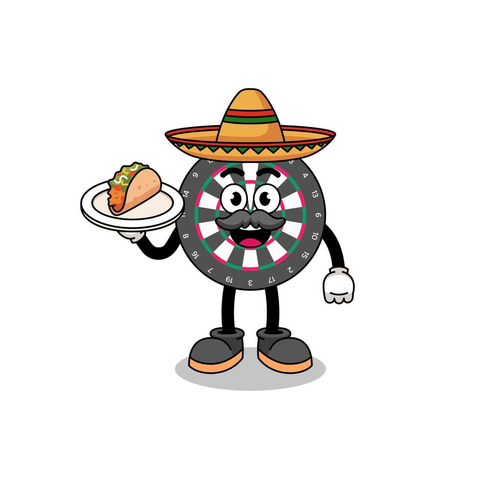 caricatura de personaje de tablero de dardos como chef mexicano vector