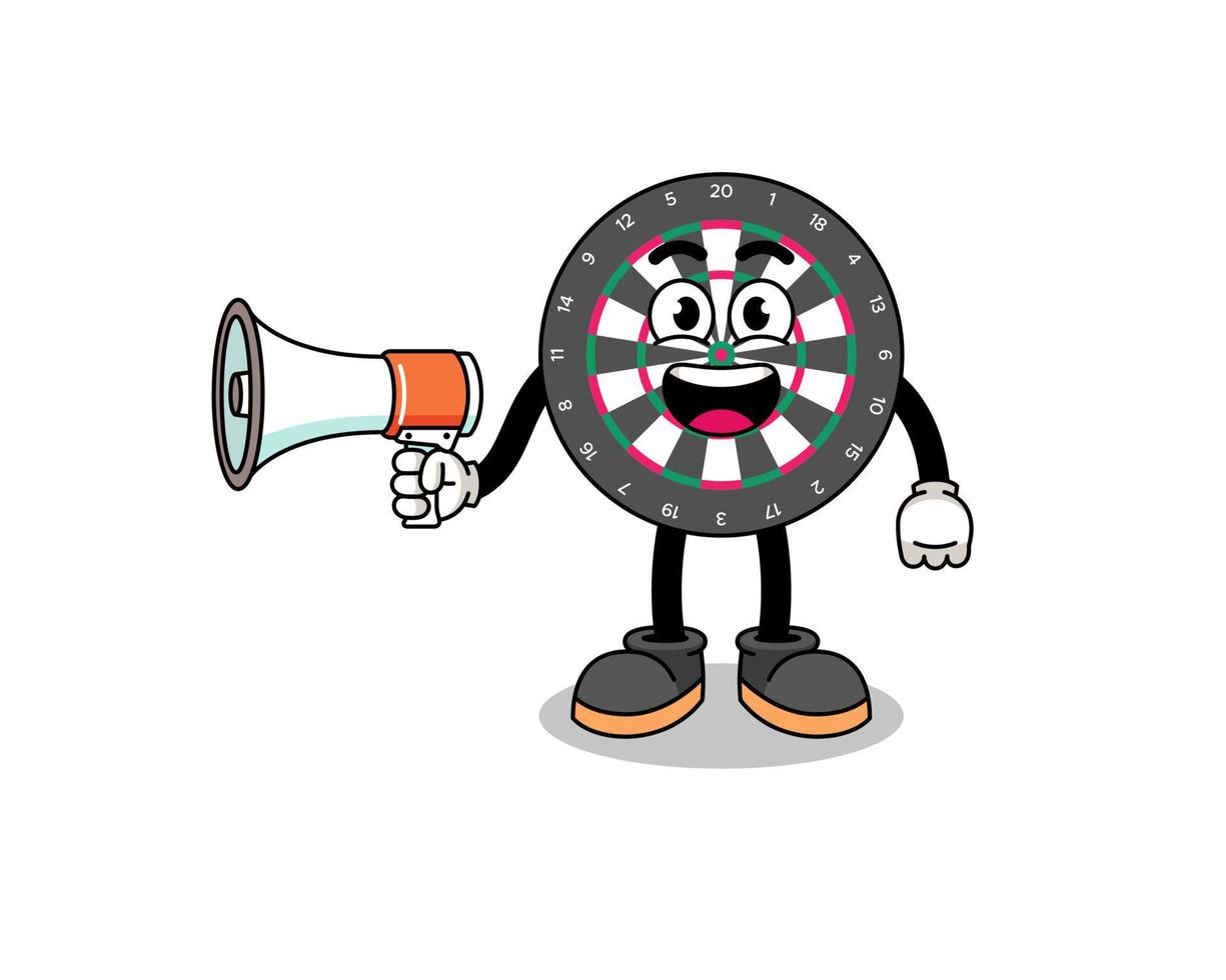 dart board cartoon illustration holding megaphone vector