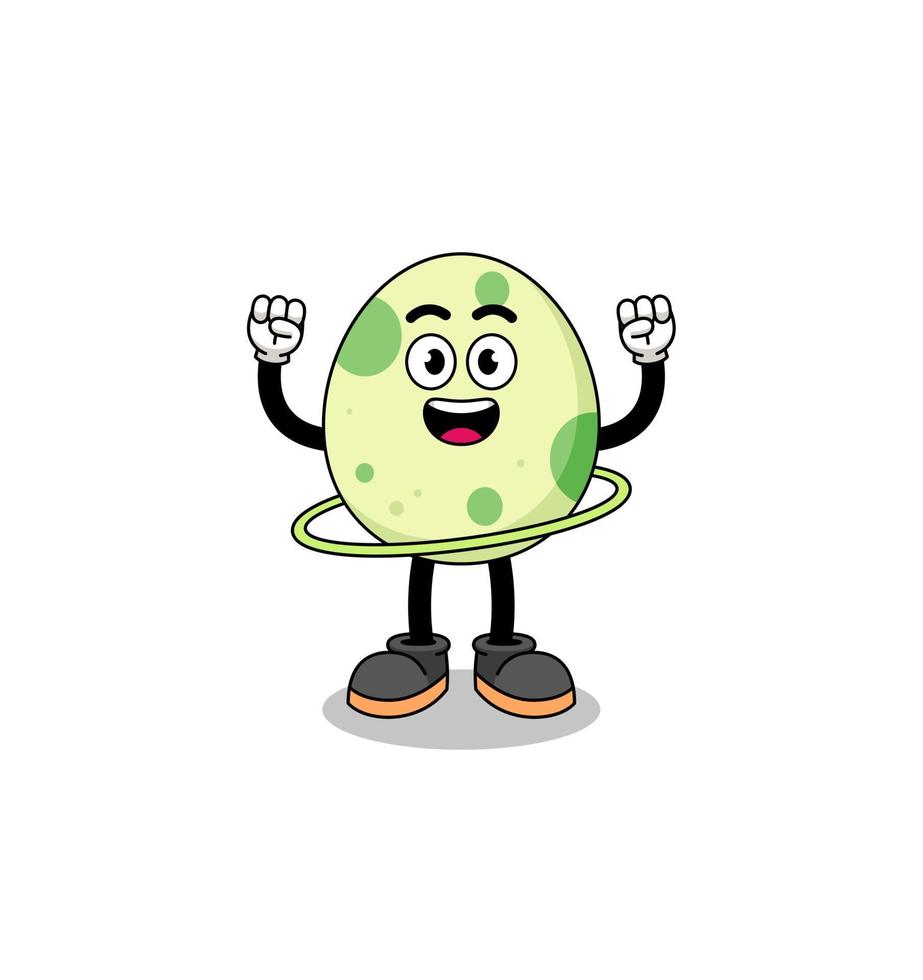 Character Illustration of spotted egg playing hula hoop vector
