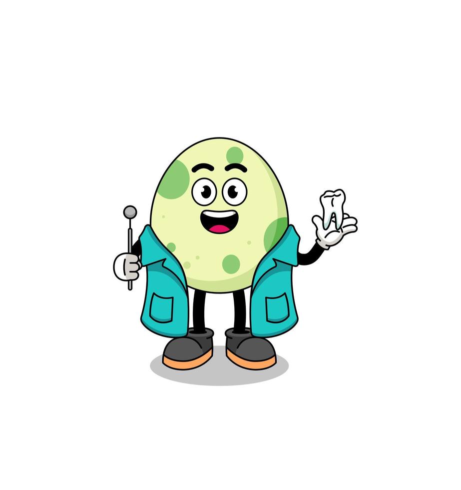 ilustración de la mascota del huevo manchado como dentista vector