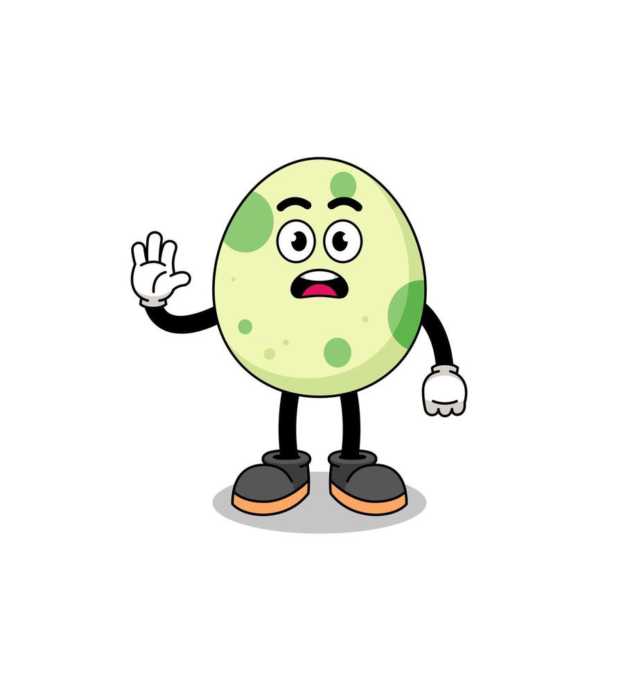 spotted egg cartoon illustration doing stop hand vector