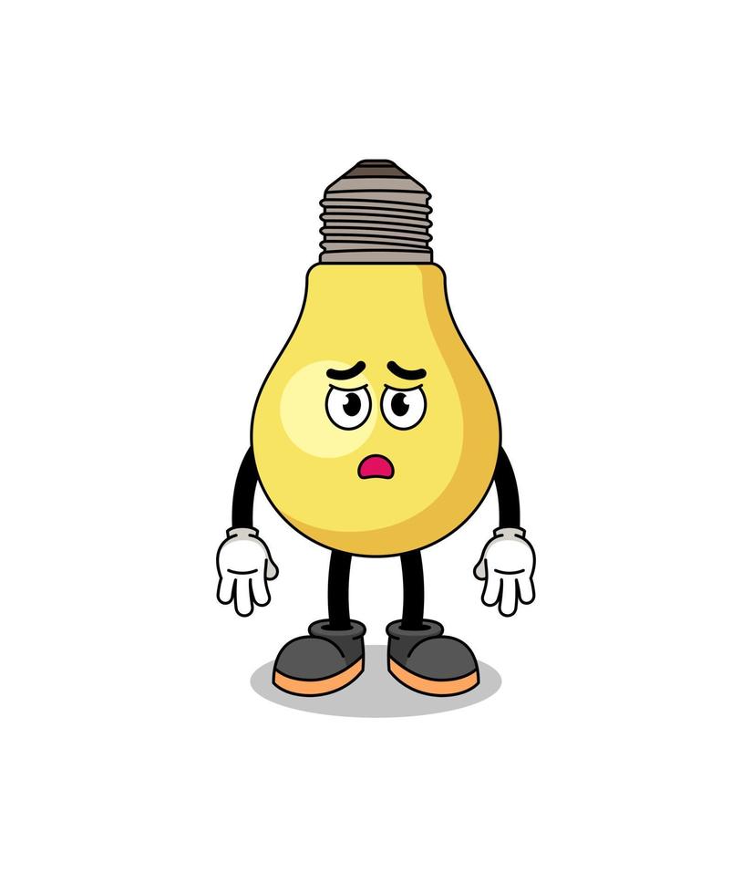 light bulb cartoon illustration with sad face vector