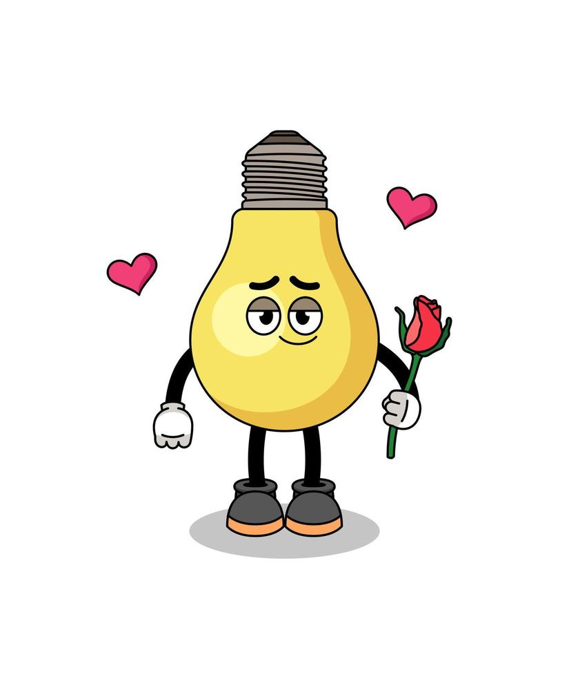 light bulb mascot falling in love vector