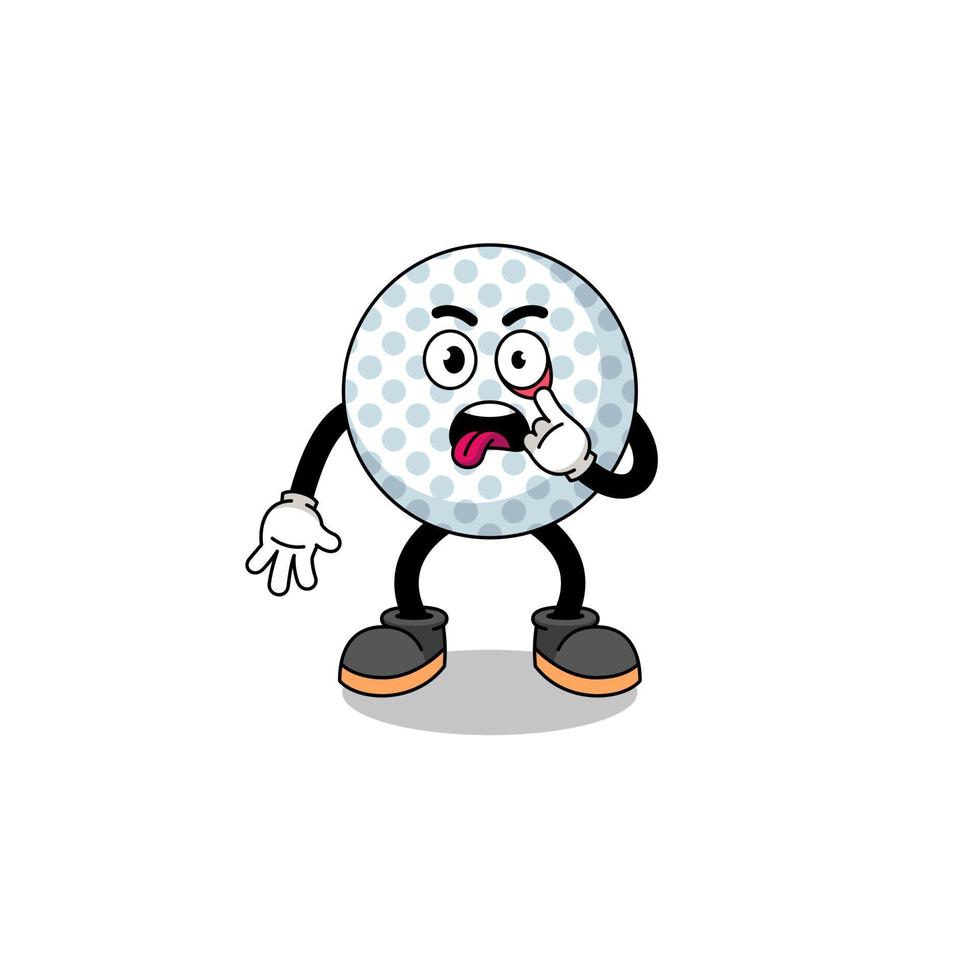 Character Illustration of golf ball with tongue sticking out vector