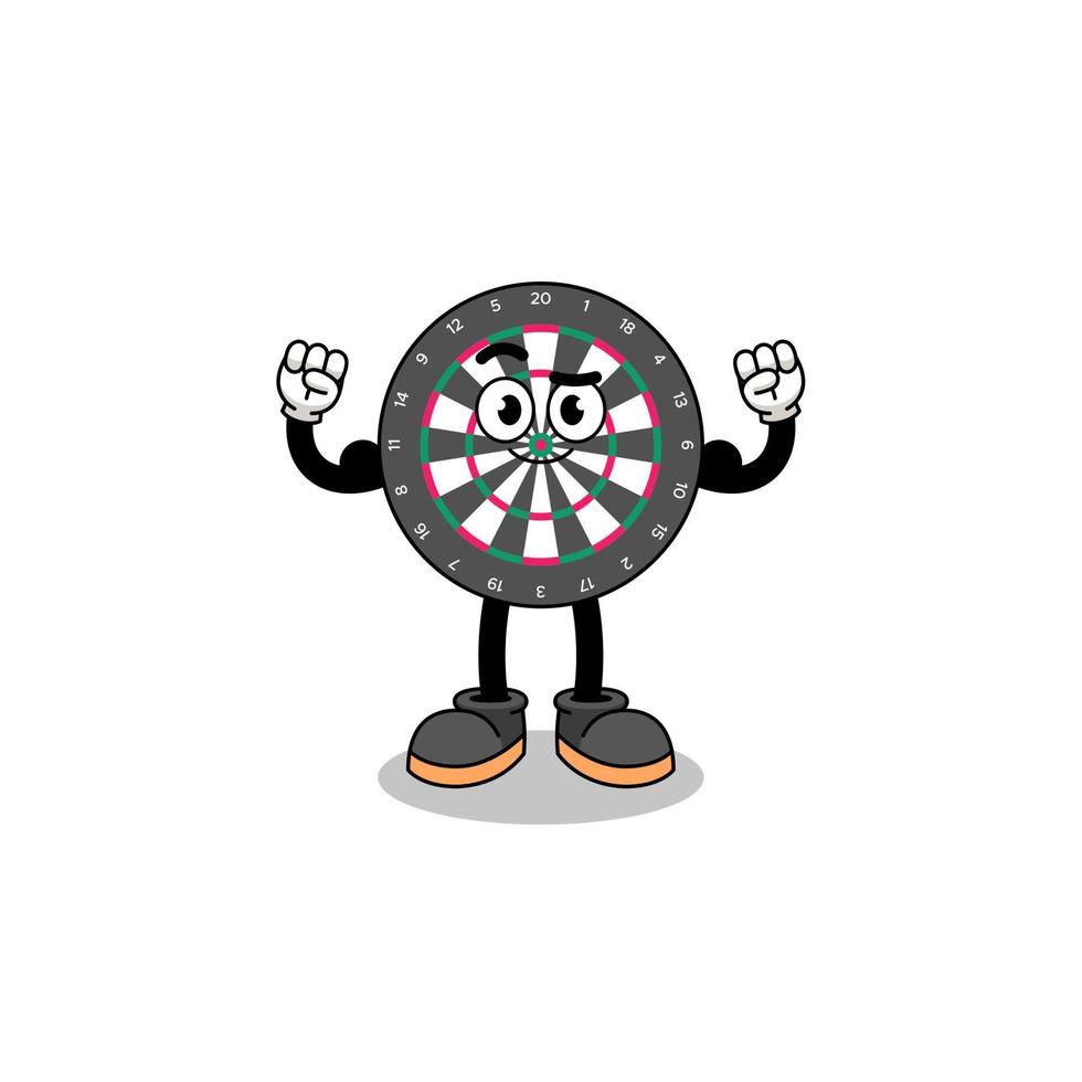 Mascot cartoon of dart board posing with muscle vector