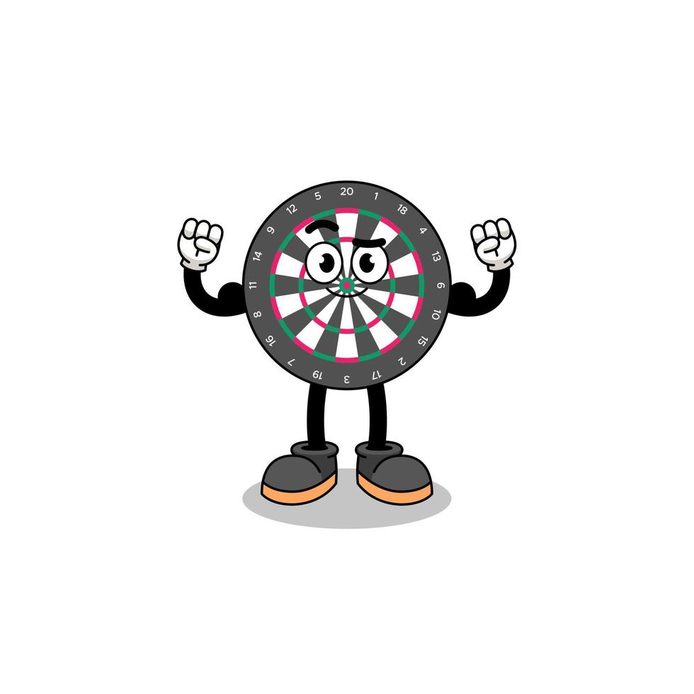 Mascot cartoon of dart board posing with muscle vector