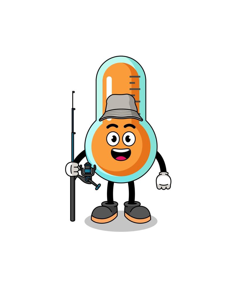 Mascot Illustration of thermometer fisherman vector